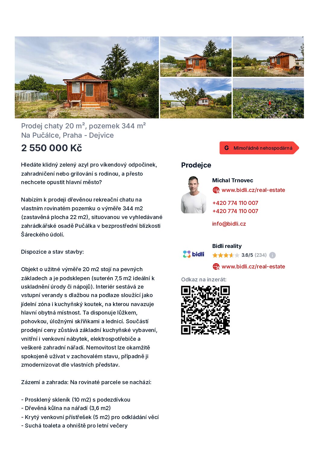 Náhled první stránky PDF prezentace – Prodej chaty 20 m², pozemek 344&nbsp;m² Na&nbsp;Pučálce, Praha – Dejvice